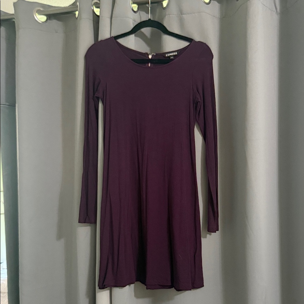 Express Deep Purple Long Sleeve Dress